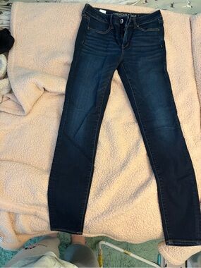 Long American Eagle Outfitters Dark Indigo Skinny Jeans